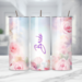 Set of matching wedding tumblers on table
Bridal party tumblers with straws and lids